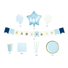 ZESTAW DEKORACJI PARTY DLA CHŁOPCA ITS A BOY BABY SHOWER - PartyDeco