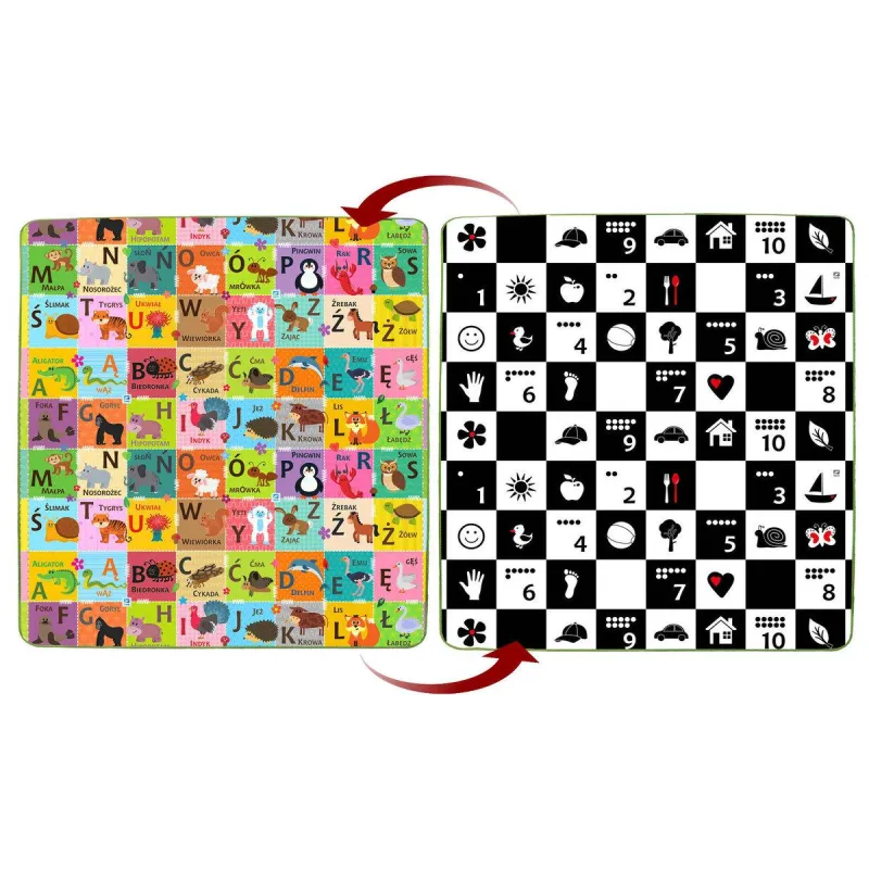 ALFABET/CYFRY/OBRAZKI PIANKOWA MATA EDUKACYJNA DWUSTRONNA 3W1 HUMBI 180 X 150 CM - Humbi
