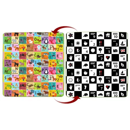 ALFABET/CYFRY/OBRAZKI PIANKOWA MATA EDUKACYJNA DWUSTRONNA 3W1 HUMBI 180 X 150 CM - Humbi
