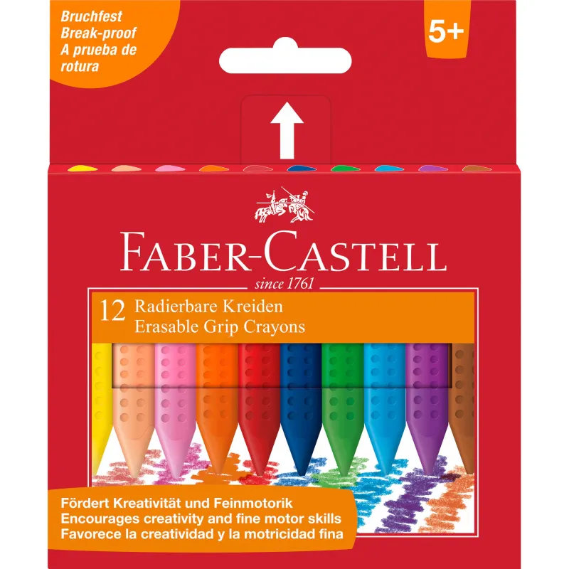 KREDKI ŚWIECOWE TRÓJKĄTNE GRIP 12 KOLORÓW FABER-CASTELL 5+ - Faber Castell