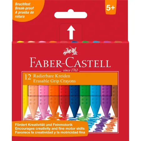KREDKI ŚWIECOWE TRÓJKĄTNE GRIP 12 KOLORÓW FABER-CASTELL 5+ - Faber Castell