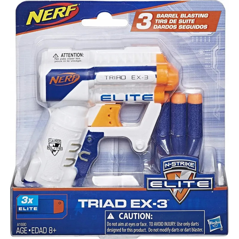 WYRZUTNIA NERF ELITE TRIAD + 3 STRZAŁKI 8+
