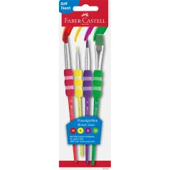 PĘDZLE DO FARB Z UCHWYTEM 4SZT. FABER CASTELL - Faber Castell