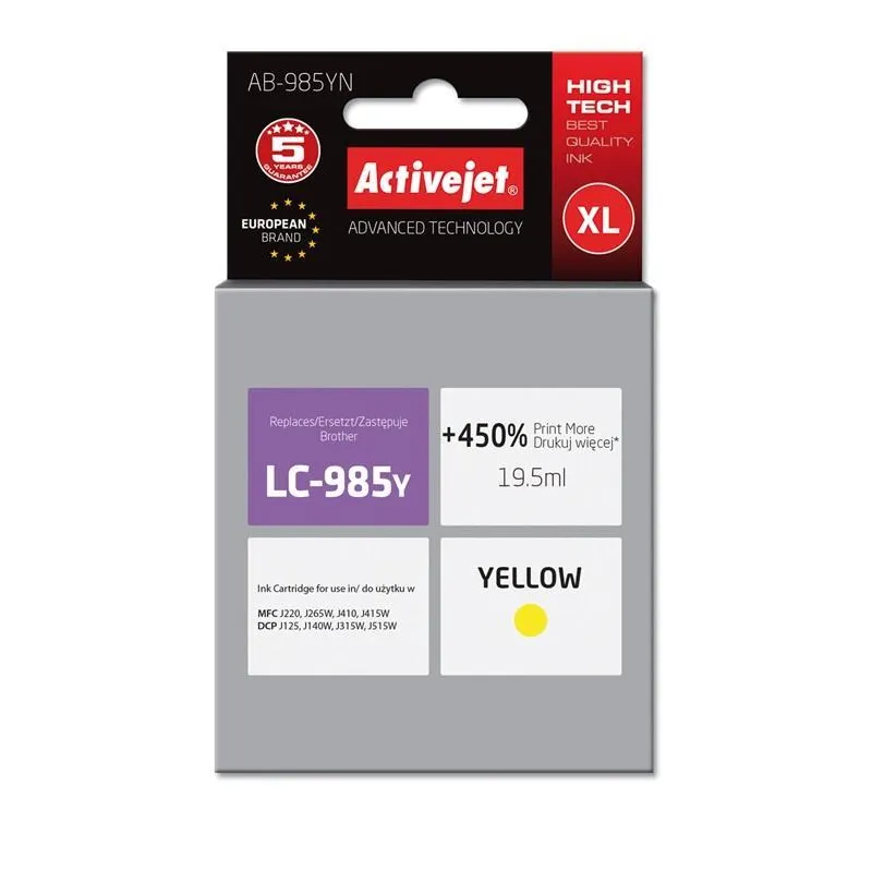 TUSZ ACTIVEJET AB-985Y LC-985Y YELLOW DO DRUKARKI BROTHER - ActiveJet