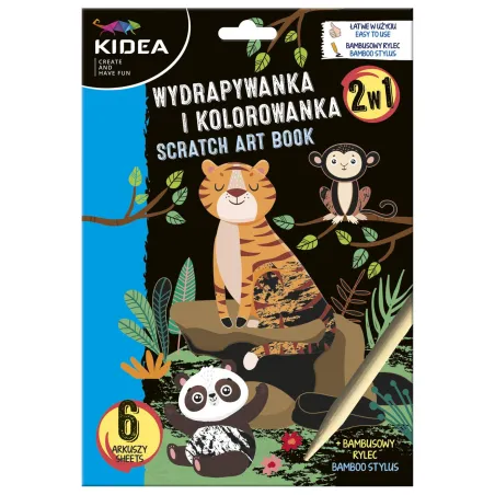 Zwierzęta. Wydrapywanka I Kolorowanka 2W1 Kidea Zwierzęta. Wydrapywanka I Kolorowanka 2W1 Kidea