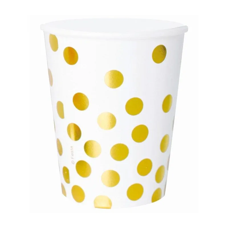 KUBECZKI PAPIEROWE ZŁOTE GROSZKI 270ML 6SZT. - Godan