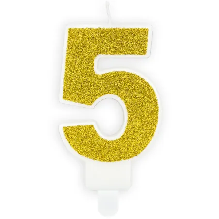 ŚWIECZKA URODZINOWA ZŁOTA CYFERKA 5 - PartyDeco