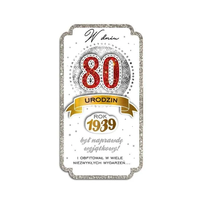 KARNET URODZINOWY W DNIU 80 URODZIN BROKATOWY - Passion Cards
