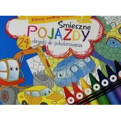 ŚMIESZNE POJAZDY. KOLORUJ WEDŁUG KROPEK - Olesiejuk