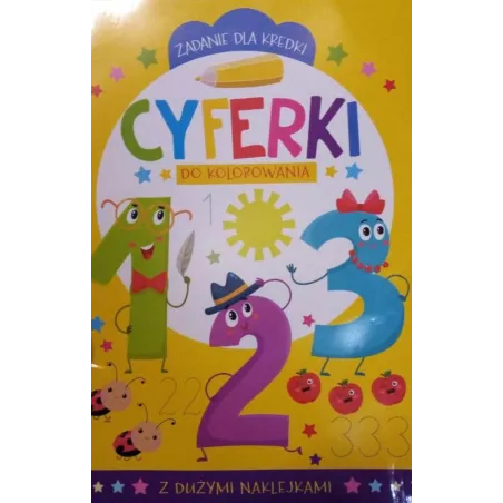 ZADANIE DLA KREDKI. CYFERKI DO KOLOROWANIA Z DUŻYMI NAKLEJKAMI - Olesiejuk