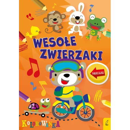 WESOŁE ZWIERZAKI. KOLOROWANKA Z NAKLEJKAMI - Wilga