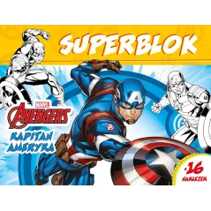 MARVEL AVENGERS KAPITAN AMERYKA. SUPERBLOK Z NAKLEJKAMI - Olesiejuk