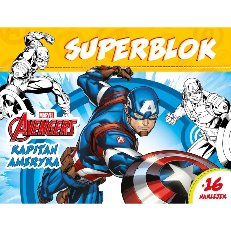 MARVEL AVENGERS KAPITAN AMERYKA. SUPERBLOK Z NAKLEJKAMI - Olesiejuk