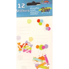 NAKLEJKI NA ZESZYTY CUKIERKI 12 SZT. - GLOBAL GIFT