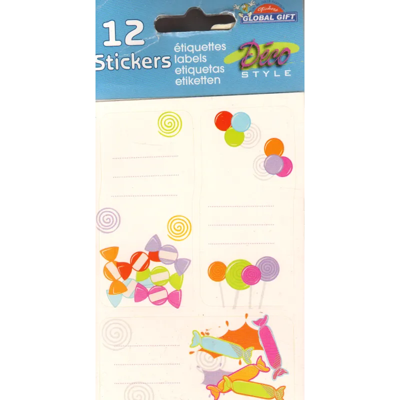 NAKLEJKI NA ZESZYTY CUKIERKI 12 SZT. - GLOBAL GIFT