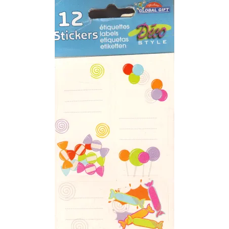 NAKLEJKI NA ZESZYTY CUKIERKI 12 SZT. - GLOBAL GIFT