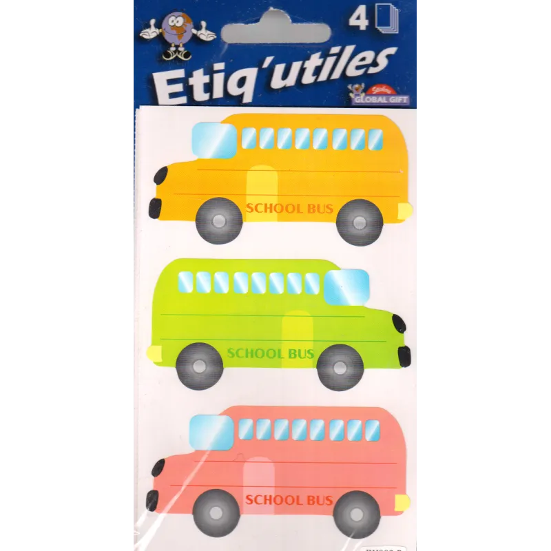 NAKLEJKI NA ZESZYTY AUTOBUS 12 SZT. - GLOBAL GIFT