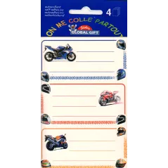 NAKLEJKI NA ZESZYTY MOTOCYKLE 12 SZT. - GLOBAL GIFT