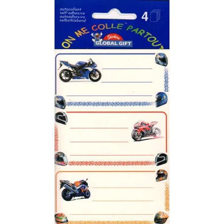 NAKLEJKI NA ZESZYTY MOTOCYKLE 12 SZT. - GLOBAL GIFT