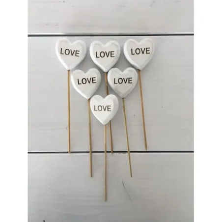 Drewniane Serduszka Na Piku Love 6 Szt.