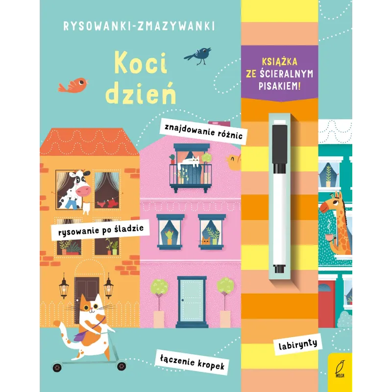 RYSOWANKI ZMAZYWANKI KOCI DZIEŃ KSIĄŻECZKA ZE ŚCIERALNYM PISAKIEM - Wilga