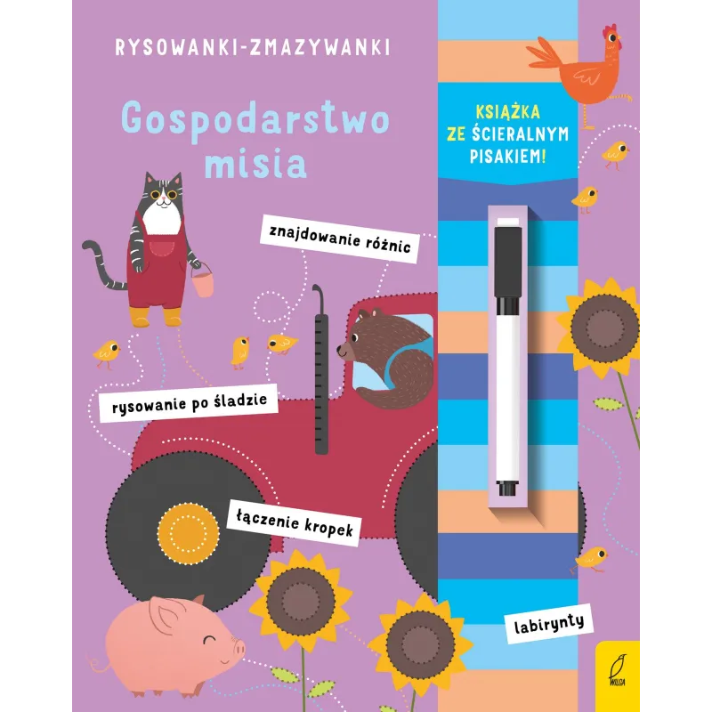 RYSOWANKI-ZMAZYWANKI GOSPODARSTWO MISIA KSIĄŻKA ZE ŚCIERALNYM PISAKIEM - Zielona Sowa