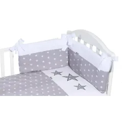 KOMPLET POŚCIELI DZIECIĘCEJ 2-CZĘŚCIOWY 130 X 90 CM GWIAZDKI SZARE DUETTO - Feretti