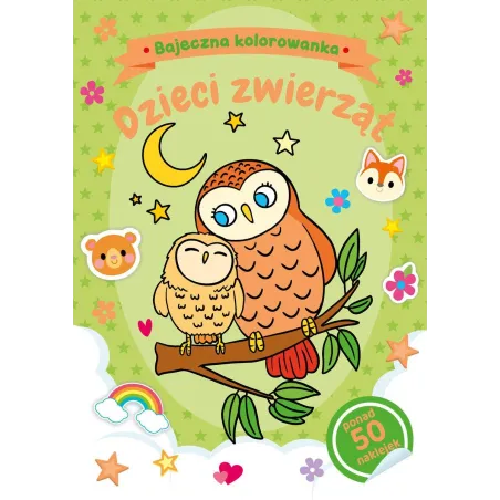 DZIECI ZWIERZĄT. BAJECZNA KOLOROWANKA Z NAKLEJKAMI - Olesiejuk