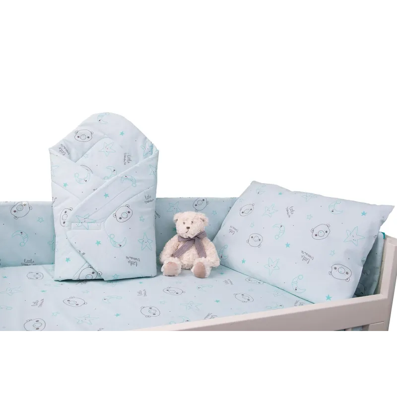 3-CZĘŚCIOWY KOMPLET POŚCIELI NIEMOWLĘCEJ MIĘTOWY 100 X 135 CM LITTLE TREASURE - Smiki