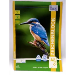 BLOK RYSUNKOWY Z PAPIERU EKOLOGICZNEGO A3 40 KARTEK 90G - Nabu