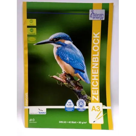 BLOK RYSUNKOWY Z PAPIERU EKOLOGICZNEGO A3 40 KARTEK 90G - Nabu
