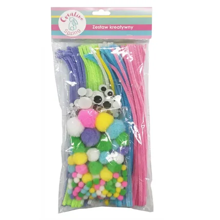 ZESTAW KREATYWNY POMPONY FROTKI OCZY