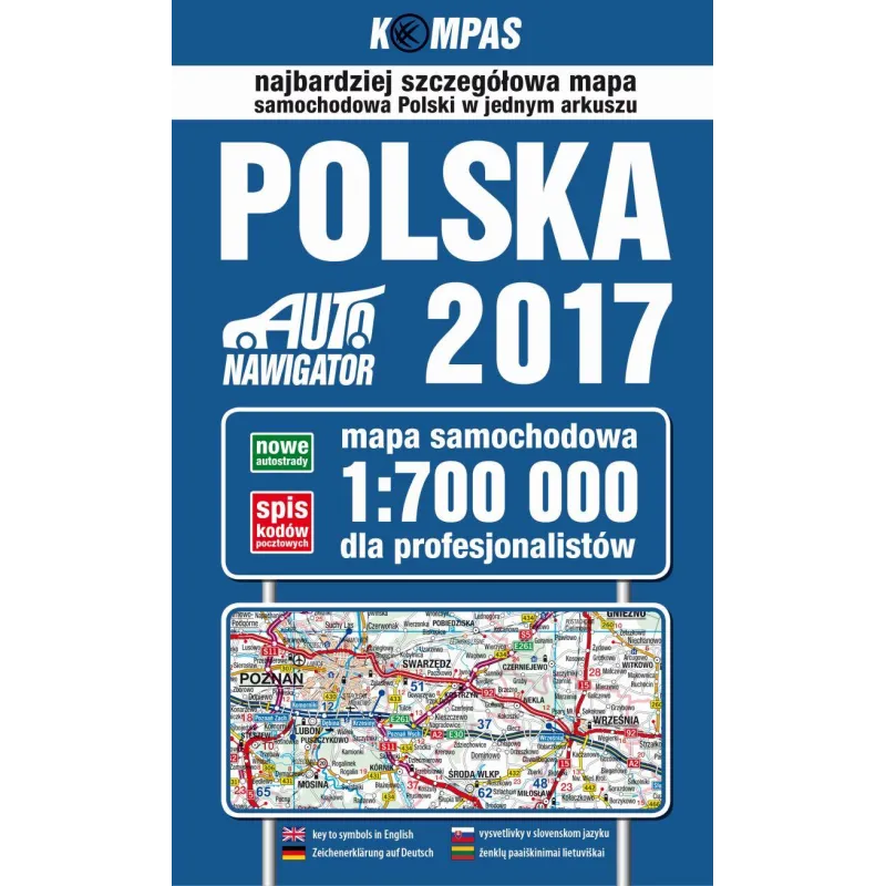 MAPA SAMOCHODOWA POLSKI 2017 DLA PROFESJONALISTÓW 1:700 000