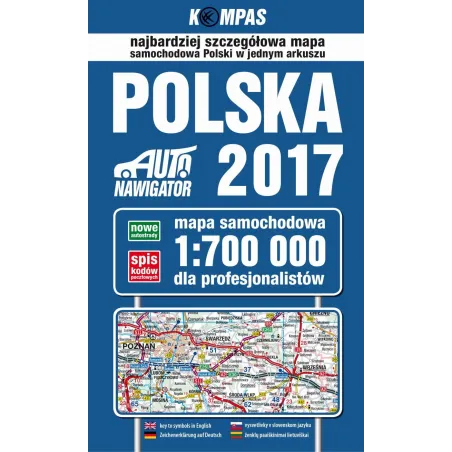 MAPA SAMOCHODOWA POLSKI 2017 DLA PROFESJONALISTÓW 1:700 000