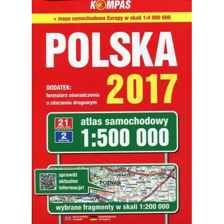 POLSKA 2017 ATLAS SAMOCHODOWY 1 : 500 000