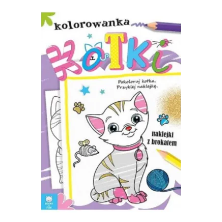 KOLOROWANKA KOTKI NAKLEJKI Z BROKATEM