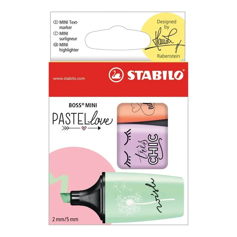 ZAKREŚLACZ MINI 3 PASTELOWE KOLORY STABILO