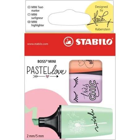ZAKREŚLACZ MINI 3 PASTELOWE KOLORY STABILO