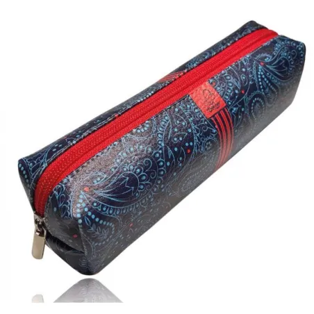 Piórnik Prostokątny Paisley Granatowy