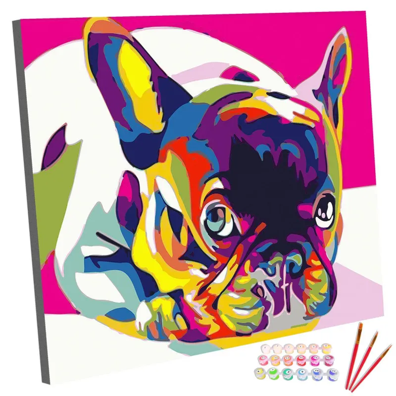 BULDOG FRANCUSKI ZESTAW DO MALOWANIA PO NUMERACH 40 X 50 CM