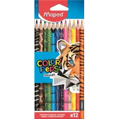 KREDKI OŁÓWKOWE 12 KOLORÓW COLOR PEPS ANIMAL