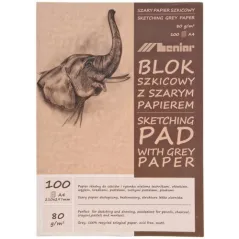 BLOK SZKICOWY Z SZARYM PAPIEREM A4 80G 100 KARTEK