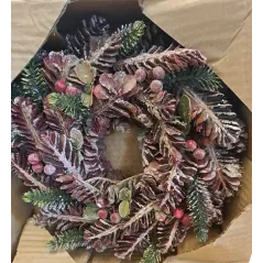 WIENIEC ŚWIĄTECZNY Z SZYSZEK DEKORACJA ŚWIĄTECZNA 25 CM