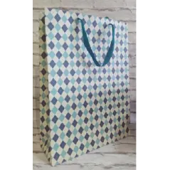 TORBA PREZENTOWA NIEBIESKA TRÓJKĄT 32 X 26 CM
