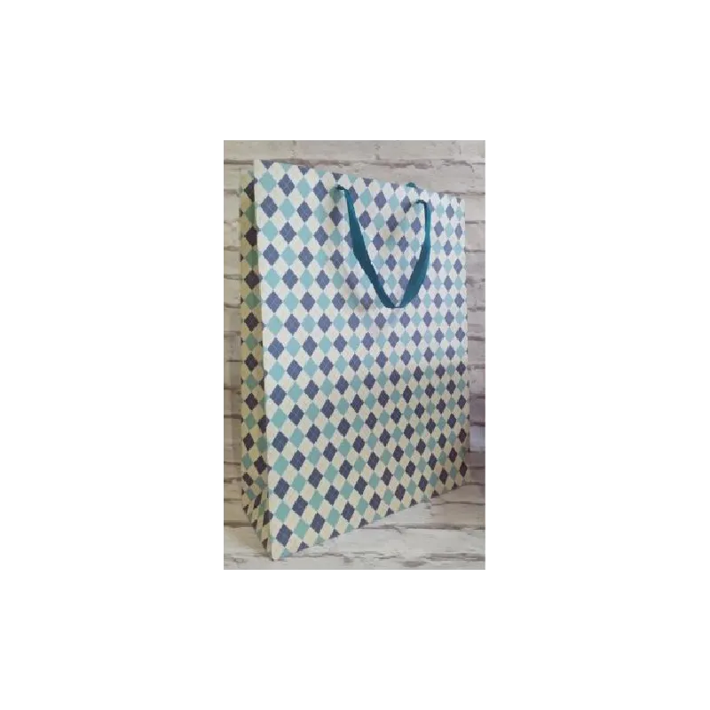 TORBA PREZENTOWA NIEBIESKA TRÓJKĄT 32 X 26 CM