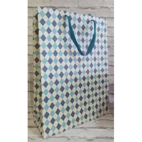 TORBA PREZENTOWA NIEBIESKA TRÓJKĄT 32 X 26 CM