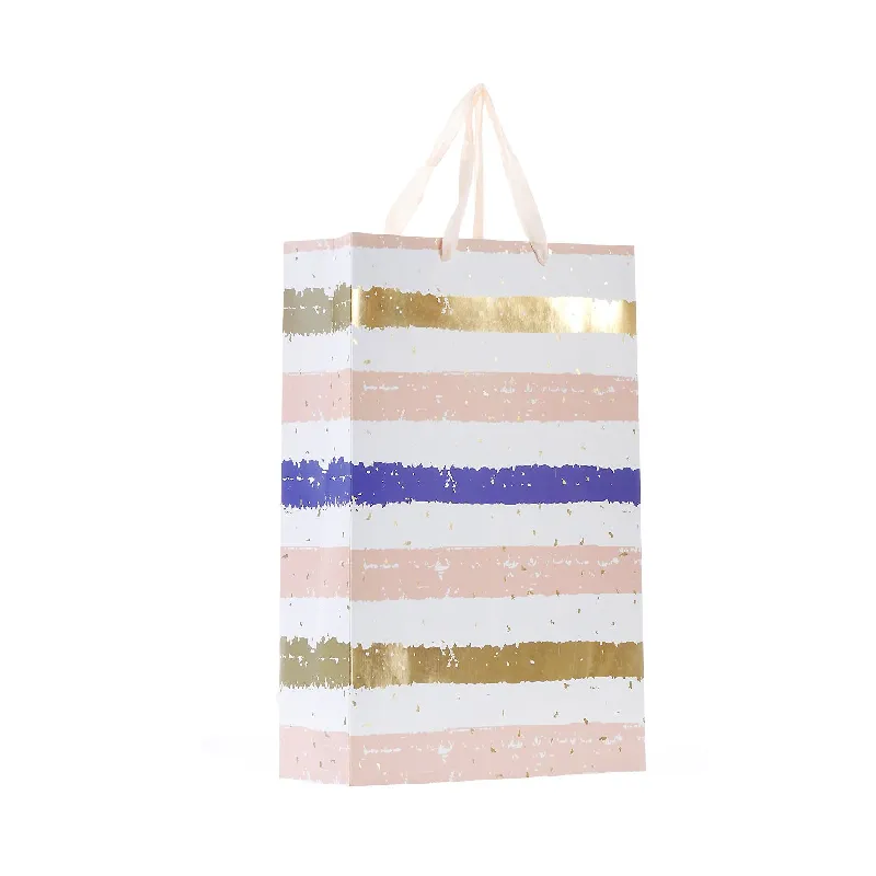 TOREBKA NA PREZENTY KOLOROWE PASKI 33 X 26 CM