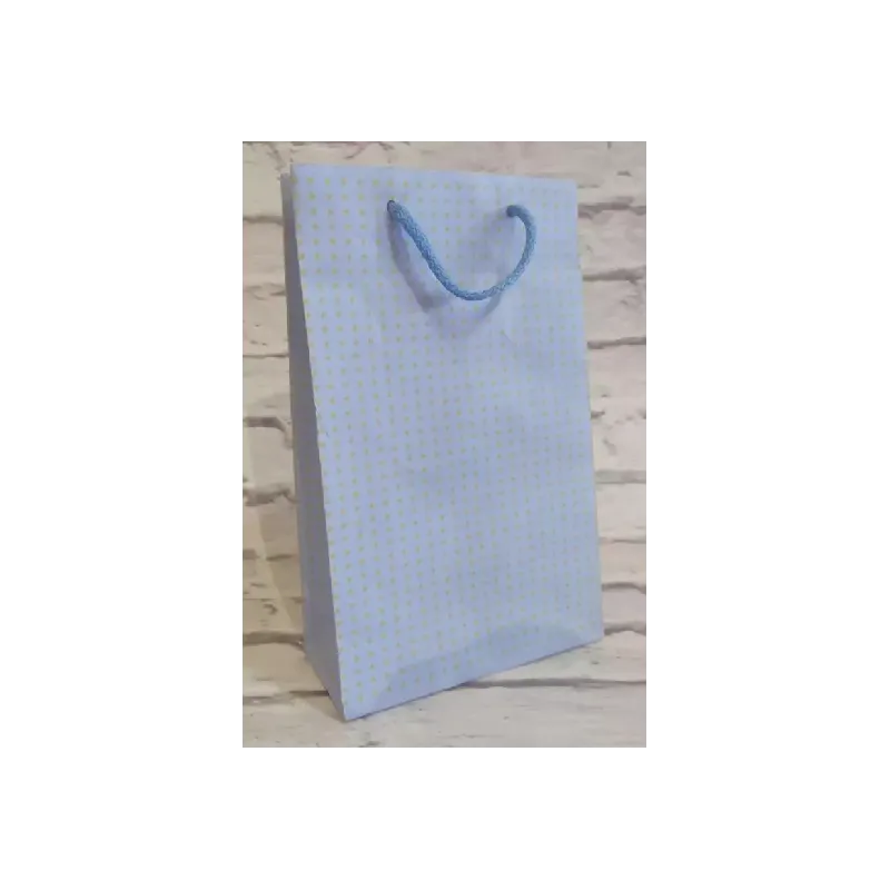 TORBA PREZENTOWA NIEBIESKA KROPKI 32 X 23 CM