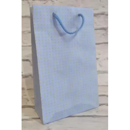TORBA PREZENTOWA NIEBIESKA KROPKI 32 X 23 CM