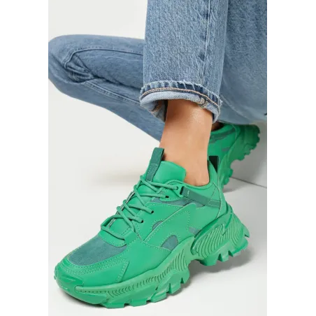 JASNOZIELONE SNEAKERSY NA GRUBEJ PODESZWIE Z OZDOBNYMI WSTAWKAMI ROZMIAR 38 MANISHI